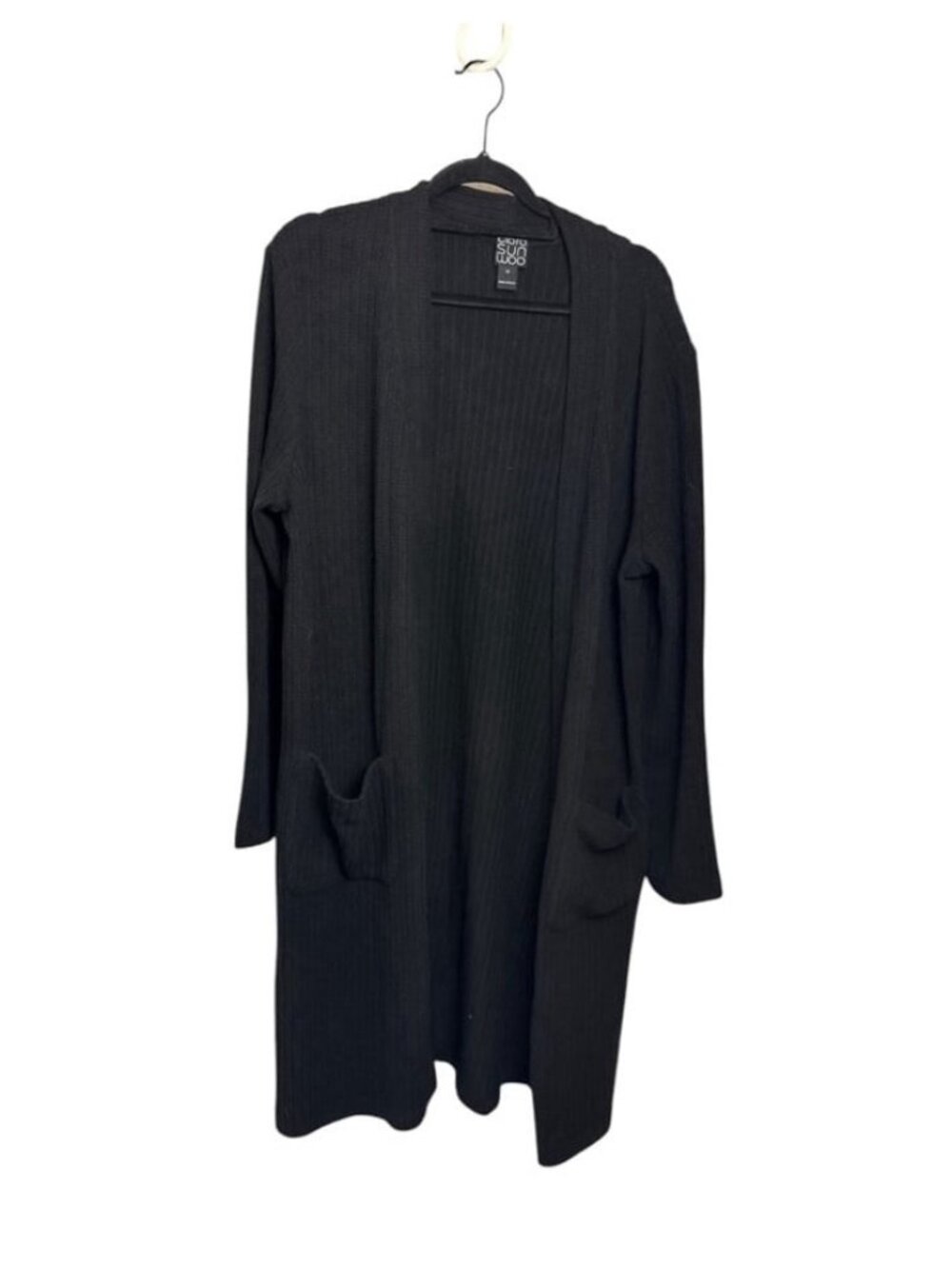 Clara sun woo black long line open front cardigan duster witchy gothic med new